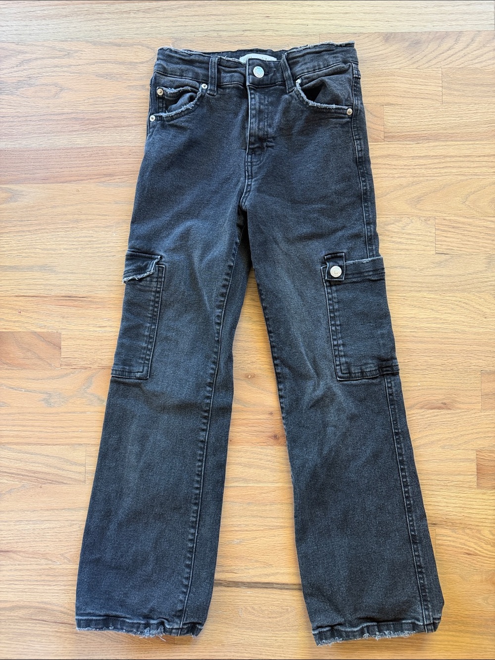 Zara Kids Cargo Jeans Washed Black Baggy Leg Size 11-12 152